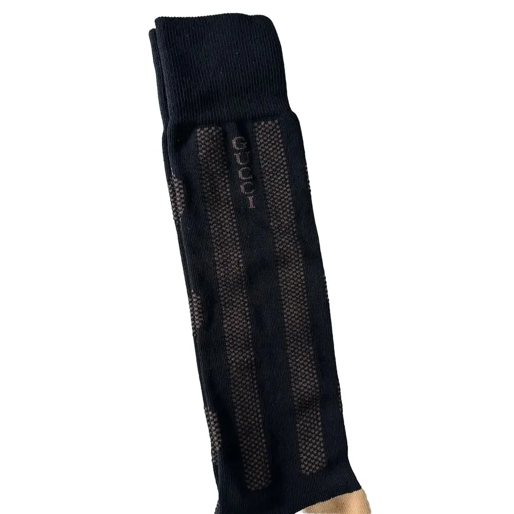 NWT Gucci GG Black/Beige Socks Size M (24-26 cm) Made in Italy 675854